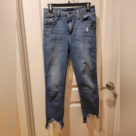 JUST Black Distressed Jeans Size 28 - Picture 1 of 9